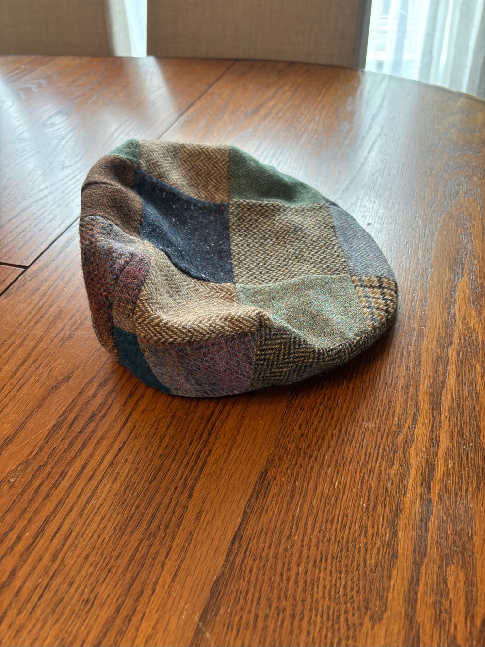 Vtg mens XL Hanna hats patchwork plaid wool tweed newsboy hat Ireland